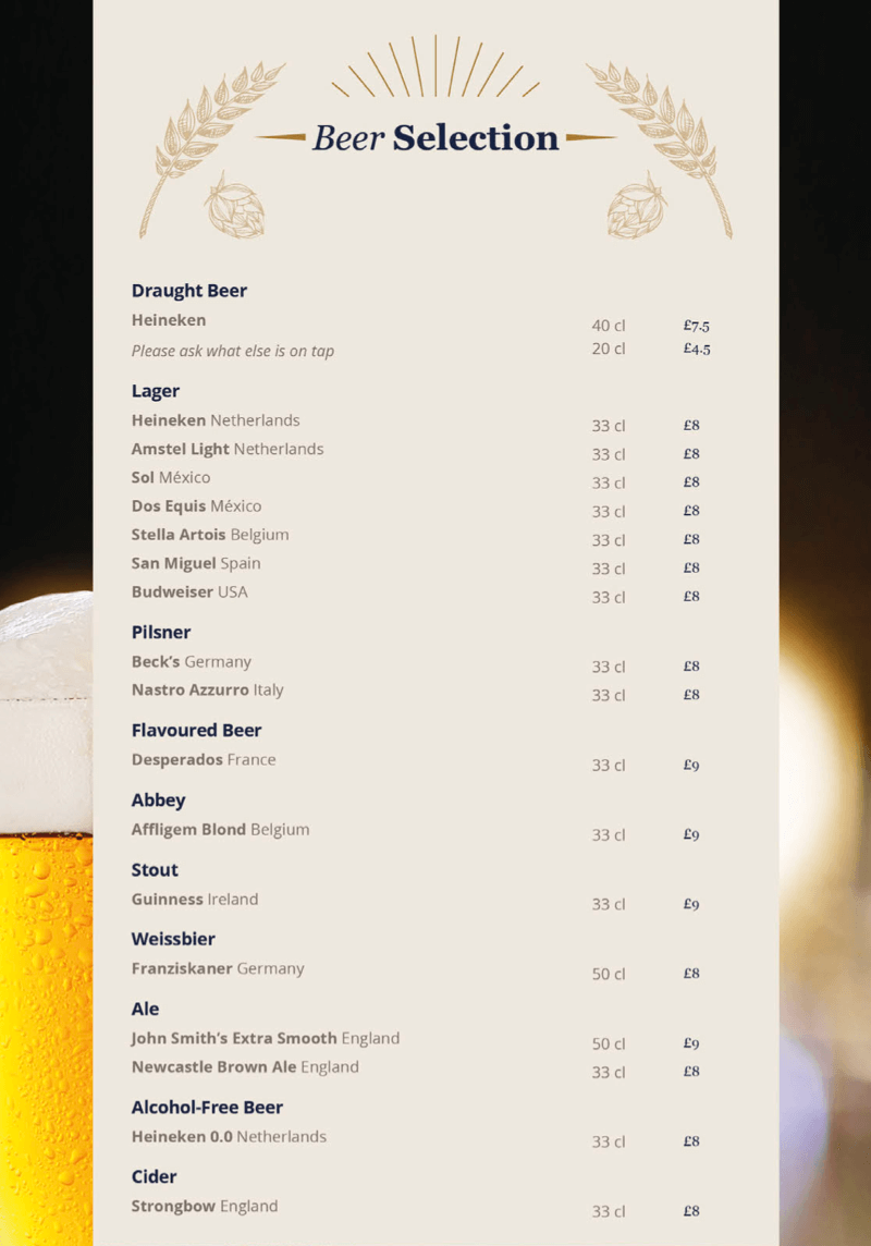 Tarjetas de bebidas MSC Cruceros con precios (2024)
