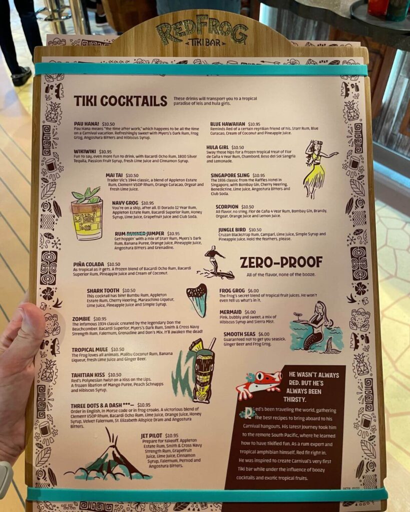 Menús de bebidas y precios para Carnival Cruise Menús de bebidas y precios para Carnival Cruise
