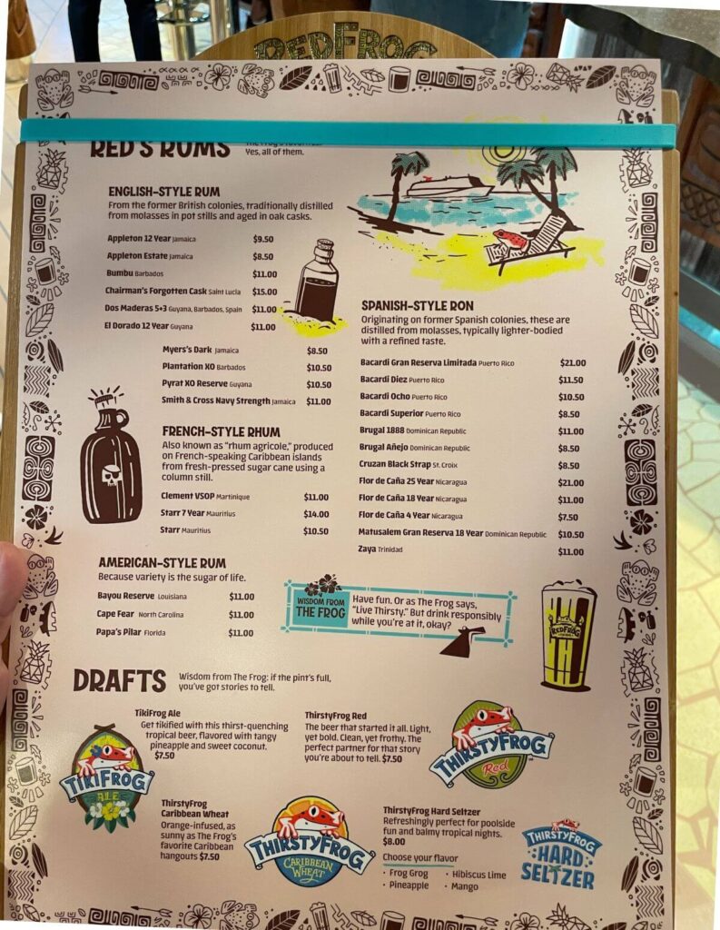 Menús de bebidas y precios para Carnival Cruise Menús de bebidas y precios para Carnival Cruise