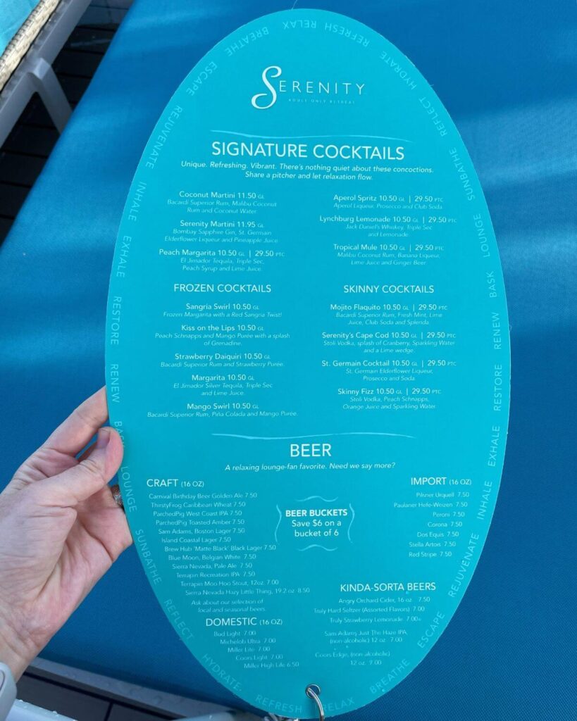 Menús de bebidas y precios para Carnival Cruise Menús de bebidas y precios para Carnival Cruise