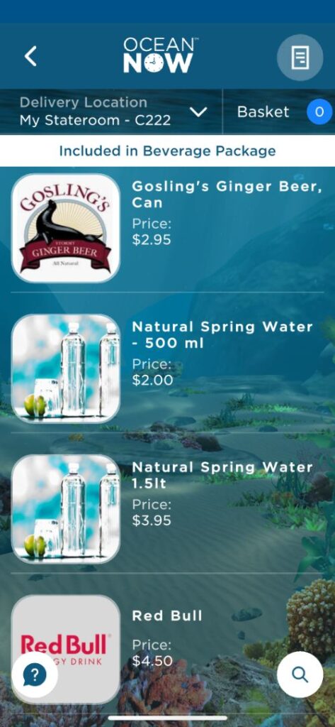 Cartas de bebidas de Princess Cruceros con precios Cartas de bebidas de Princess Cruceros con precios