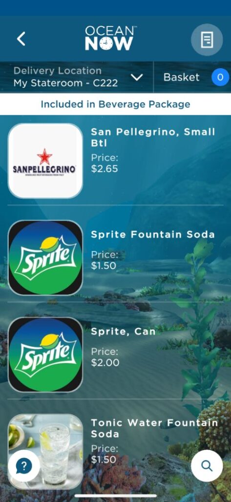 Cartas de bebidas de Princess Cruceros con precios Cartas de bebidas de Princess Cruceros con precios