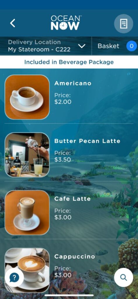Cartas de bebidas de Princess Cruceros con precios Cartas de bebidas de Princess Cruceros con precios