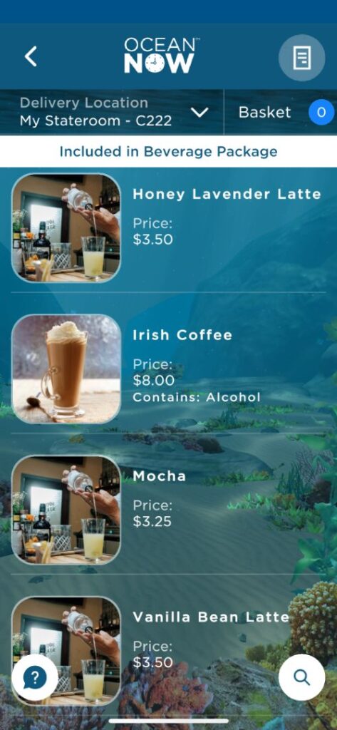 Cartas de bebidas de Princess Cruceros con precios Cartas de bebidas de Princess Cruceros con precios