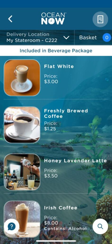 Cartas de bebidas de Princess Cruceros con precios Cartas de bebidas de Princess Cruceros con precios