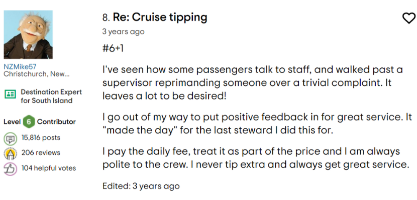 ¿Cuánta propina extra darle al personal del crucero?