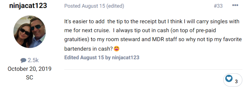 ¿Cuánta propina extra darle al personal del crucero?
