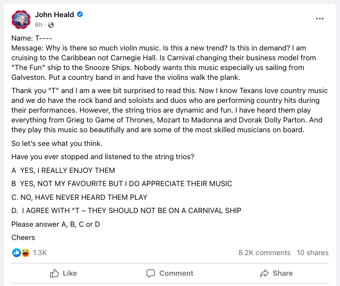Cómo contactar a John Heald – Embajador de la marca Carnival Cómo contactar a John Heald – Embajador de la marca Carnival