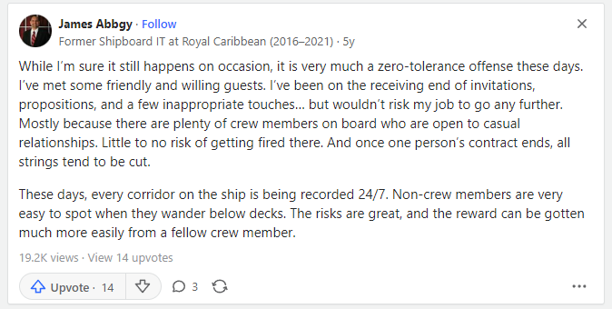 ¿Los empleados de los cruceros duermen con los huéspedes? ¿Los empleados de los cruceros duermen con los huéspedes?
