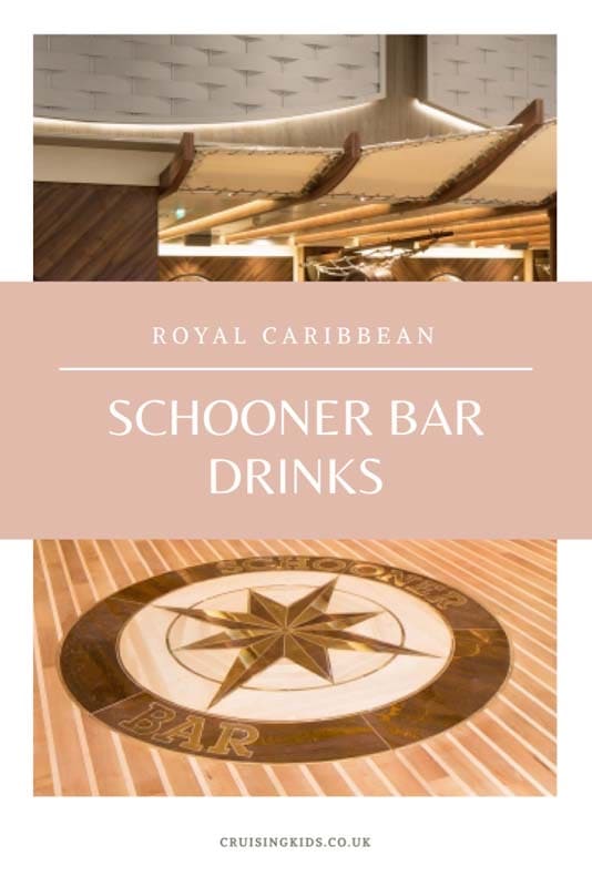 Explore el popular Nautical Bar desde el menú del bar y salón del Royal Caribbean Schooner