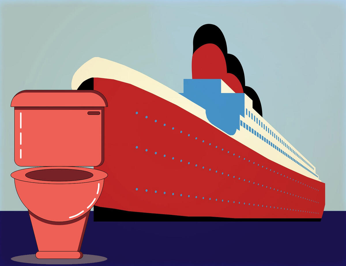¿Qué sucede después de tirar la cadena del inodoro en un crucero?